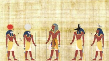 Mısır tanrıları tarafından çevrili Firavun