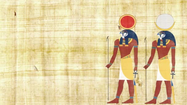 Egyptiska gudarna Ra och Khonsu — Stockvideo