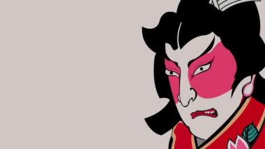 Dramatik geleneksel Japon erkek yüz ifadeleri