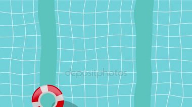 Çizgi film Yüzme Havuzu ile yüzen Lifebuoy