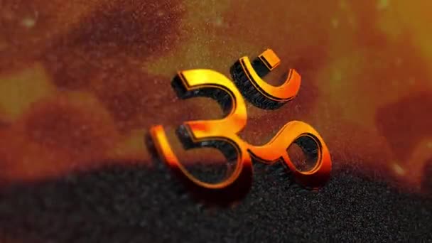 Om Symbol Reflecting Fire and Flames — Stock Video