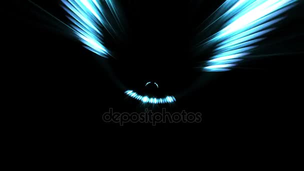 Futuriste vaisseau spatial lancement couloir avec lumières scintillantes 