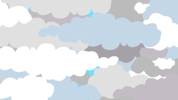 Nuvole Aperto Rivelare Sole Stile Cartone Animato — Video Stock
