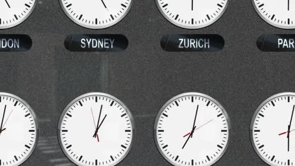 Fusos Horários Diferentes Precisos Relógios Lapso Tempo — Vídeo de Stock