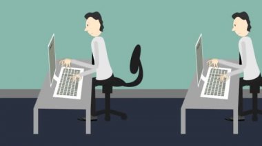 Çalışan bilgisayarlarda yazarak insan Konveyör bant