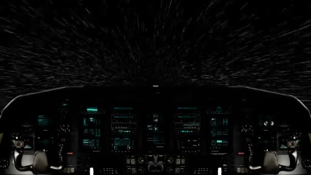 多多少少绽线在宇宙飞船驾驶舱内以光速行驶 — 图库视频影像