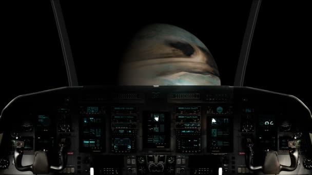 Всередині Космічного Корабля Кокпіт Літає Невідомої Планети — стокове відео