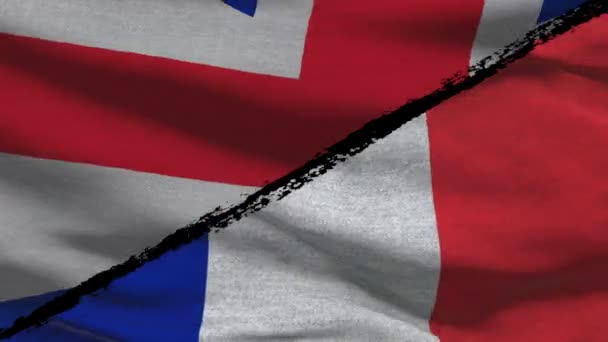 Флаги Франции Великобритании Зелёном Экране — стоковое видео