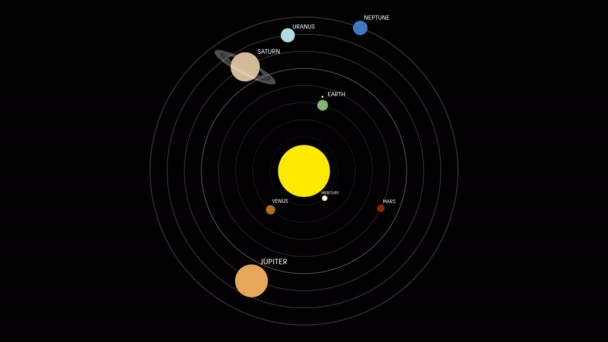 Órbita Ordem Sistema Solar Detalhada Torno Sol — Vídeo de Stock