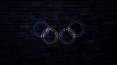 Retro Neon işareti ışık olarak Olimpiyatları logosu