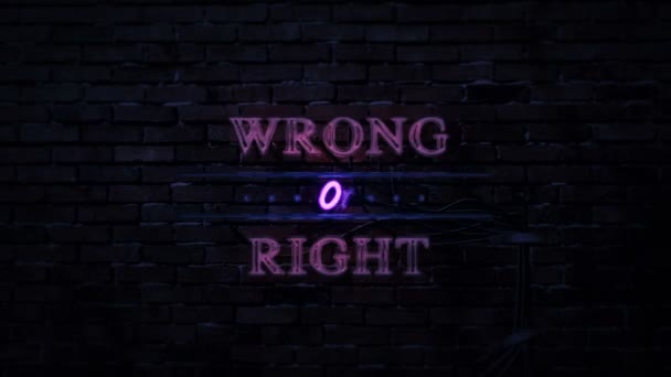 Falsche Oder Richtige Leuchtreklame — Stockvideo