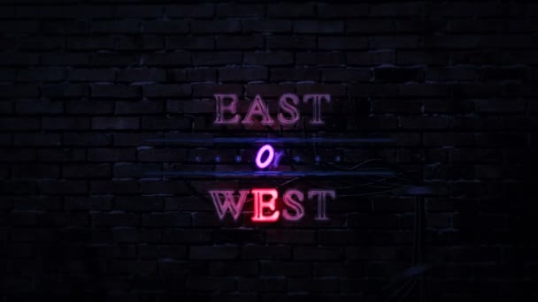 East West Neon Sign — Stock Video