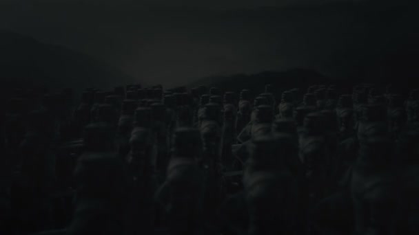 Karanlık Çağ Fantezi Savaşçıları Ordusu Şimşek Fırtınası Altında — Stok video