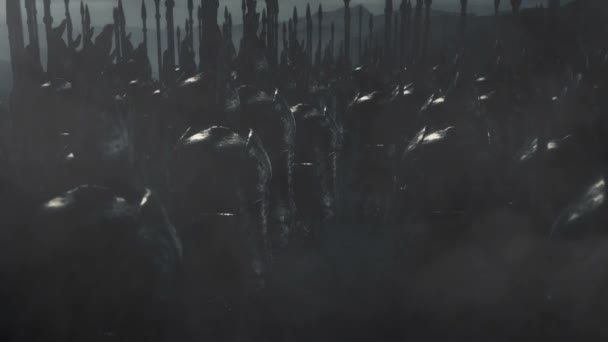 Dramatyczna Scena Elfów Stojących Formacji Bojowej Gotowych Wojny — Wideo stockowe