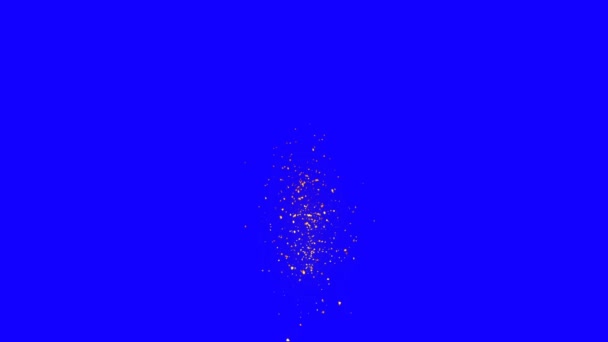 Magical Golden Sparks Flying Blue Screen Background — Stock Video