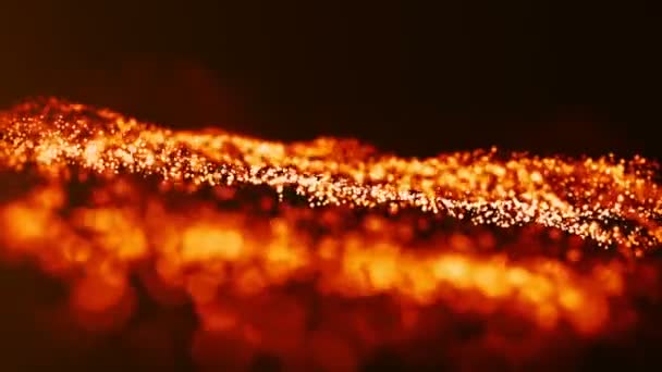 Digital Fire Made Particle Wave Field Forming Moving Forward — Stock Video