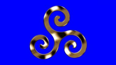 Golden Druidism Symbol on a Blue Screen Background