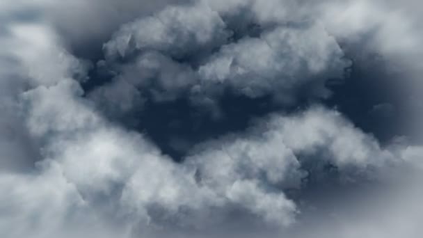 Voler à travers le ciel nuageux en boucle sans couture 