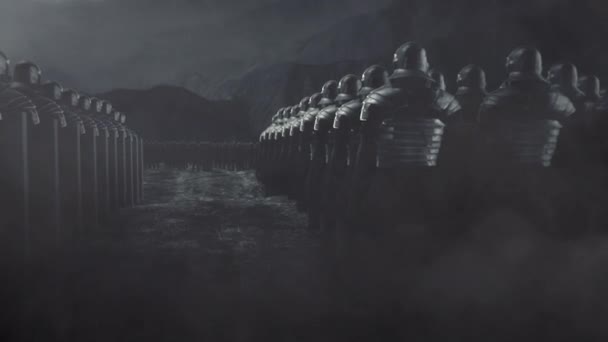 戦場で敵軍の前に立つローマ軍団 — ストック動画