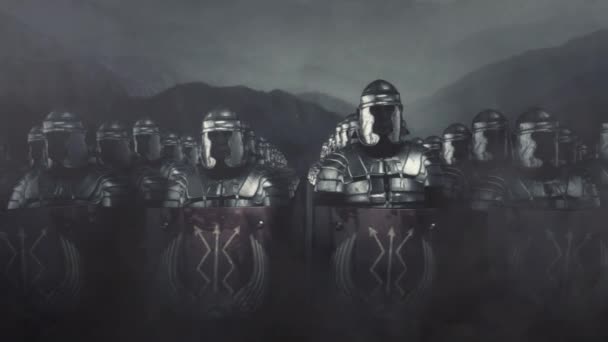 Cien Legionarios Romanos Formación Batalla — Vídeos de Stock