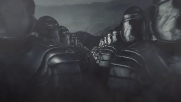 Bir Savaş Alanında Bir Düzen Çinde Duran Tam Roma Lejyonu — Stok video