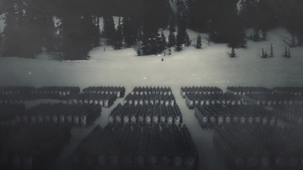 Romerska Legionen Strid Bildning Stående Snön — Stockvideo