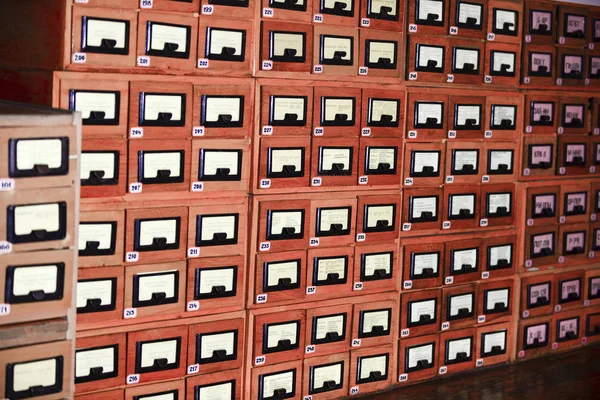 Old library and wooden directories