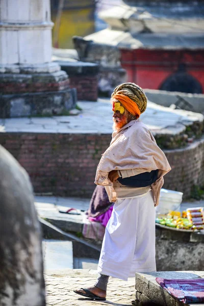 Homem Santo Hinduísmo Nepal Kathmandu Dezembro 2017 — Fotografia de Stock