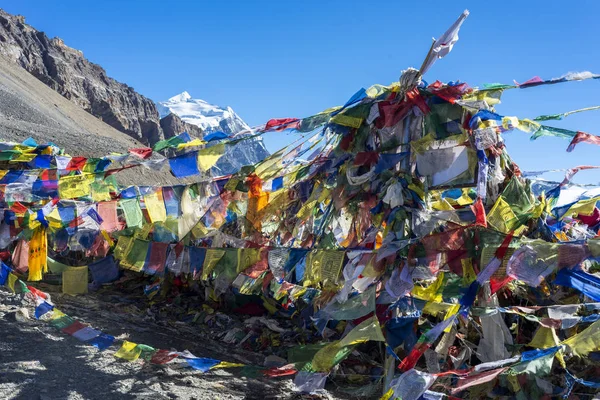 Banderas Paso Montaña Himalaya — Foto de Stock