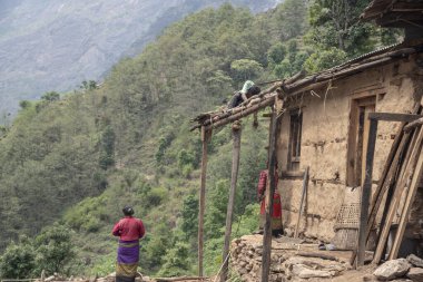 Nepal köylerinin sakinleri. Nepal 'de. Naa köyü. 15 Mayıs 2018