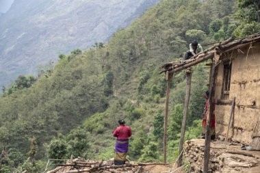 Nepal köylerinin sakinleri. Nepal 'de. Naa köyü. 15 Mayıs 2018