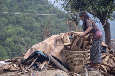 Nepal köylerinin sakinleri. Nepal 'de. Naa köyü. 15 Mayıs 2018