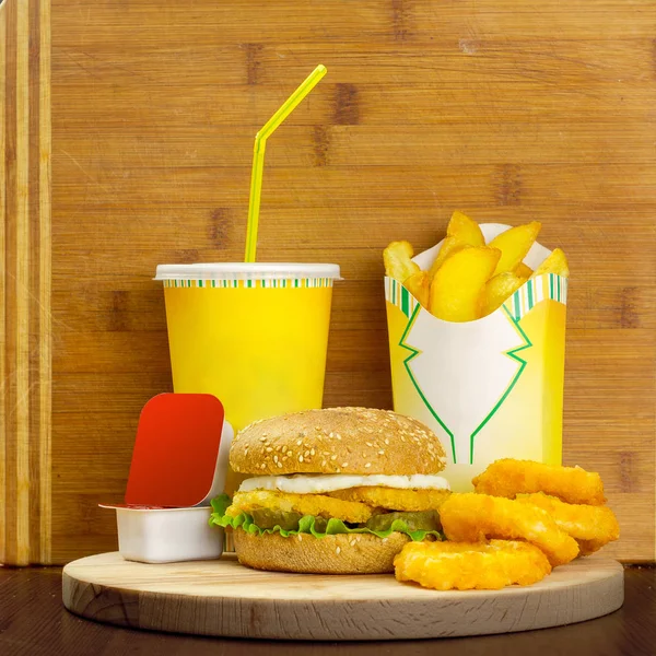 fast food menu with hamburger