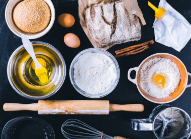 Fırın ürünleri ve mutfak eşyaları şablonu