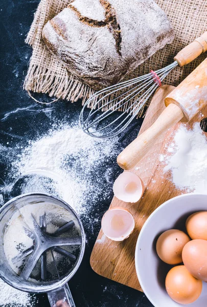 Šablona pečení ingredience a nádobí — Stock fotografie