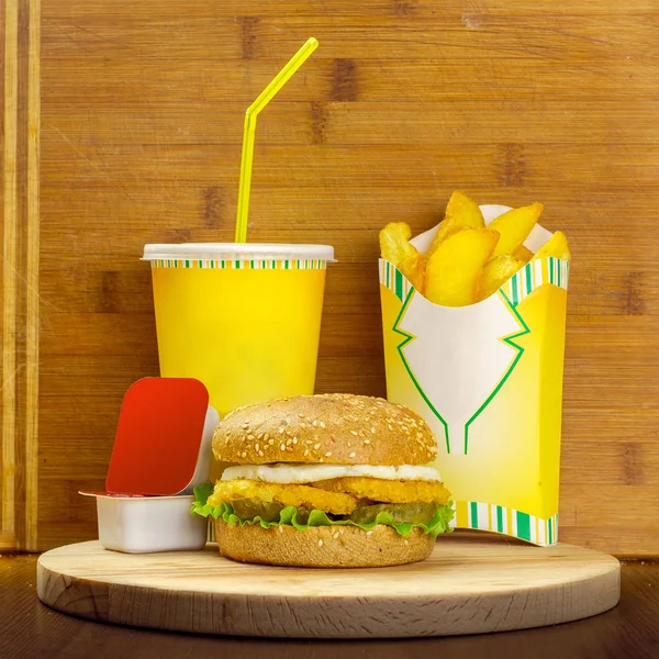 fast food menu with hamburger