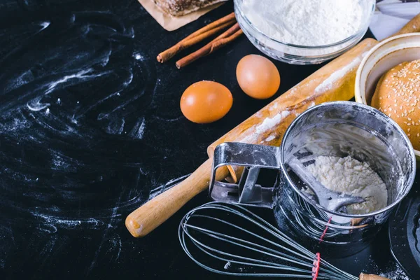 Šablona pečení ingredience a nádobí — Stock fotografie