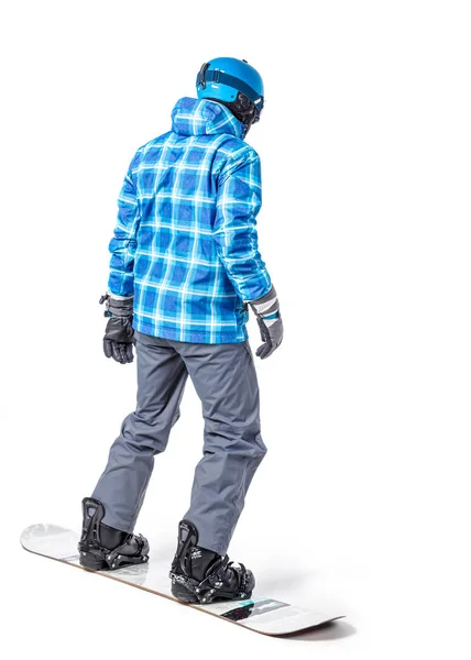 Uomo in abbigliamento sportivo con snowboard — Foto Stock