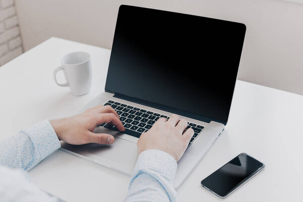 Businessman working on laptop