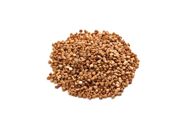 Heap of buckwheat on white — Stock Photo, Image