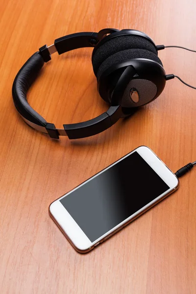 Audio music player headphones — Stock Photo, Image