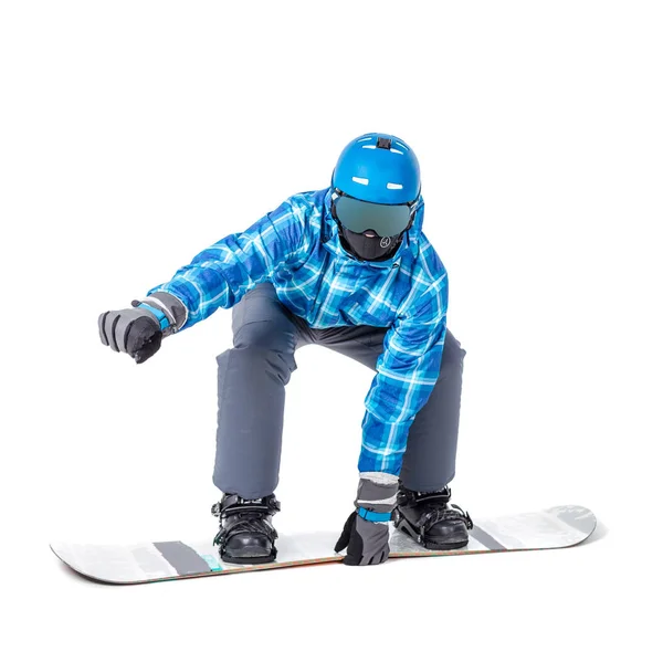 Mann in Sportbekleidung mit Snowboard — Stockfoto