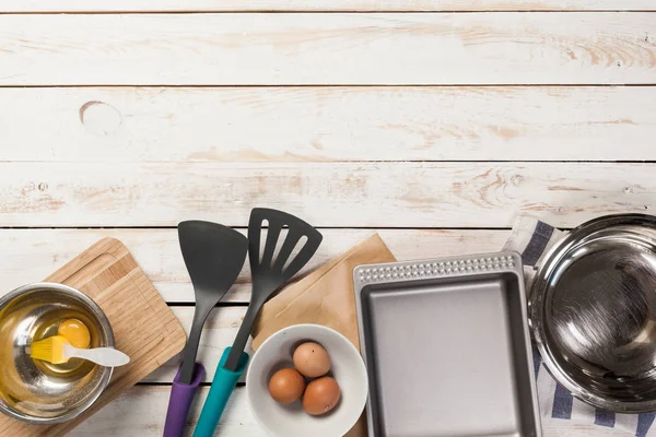 Backzubereitung Zutaten und Utensilien Vorlage — Stockfoto