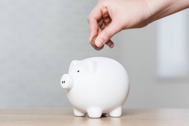 Piggy Bank 'a madeni para yatırıyorum.