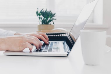 Dizüstü bilgisayarda çalışan iş adamı