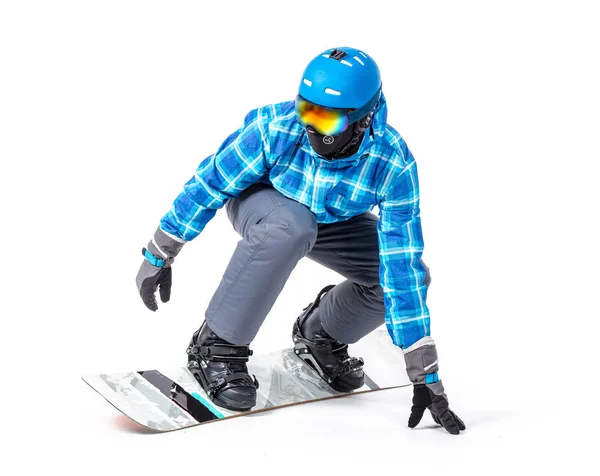 Homem em sportswear com snowboard — Fotografia de Stock