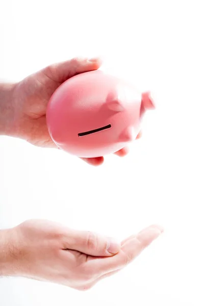 Schudden uit lege piggy bank — Stockfoto