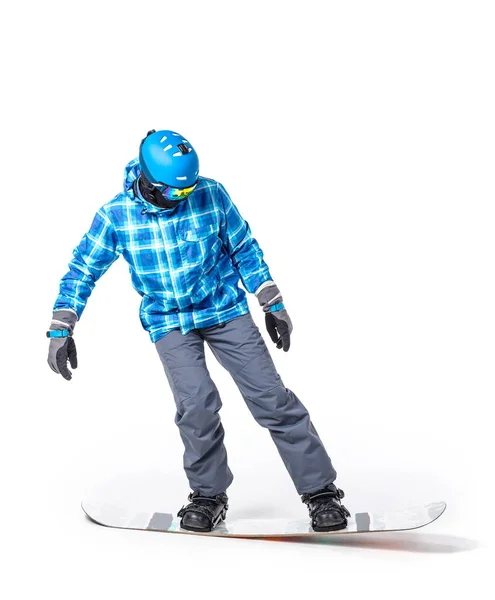Человек в спортивной одежде с сноубордом — стоковое фото