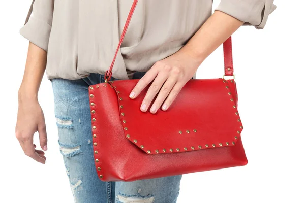 Woman holding a handbag — Stock Photo, Image