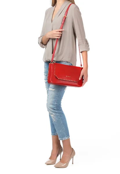 Woman holding a handbag — Stock Photo, Image